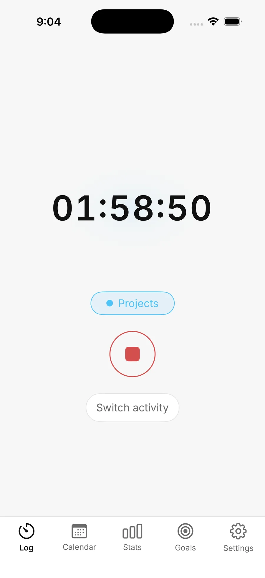 Time Journal running timer